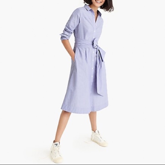 J. Crew Dresses & Skirts - NWT J. Crew Tie Waist Long Sleeve Shirt Dress Blue